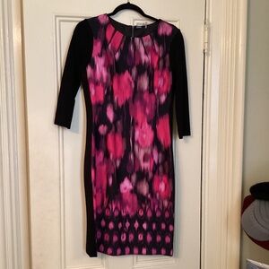 Ellie Tahari Pink and Black Sheath Dress - size 8